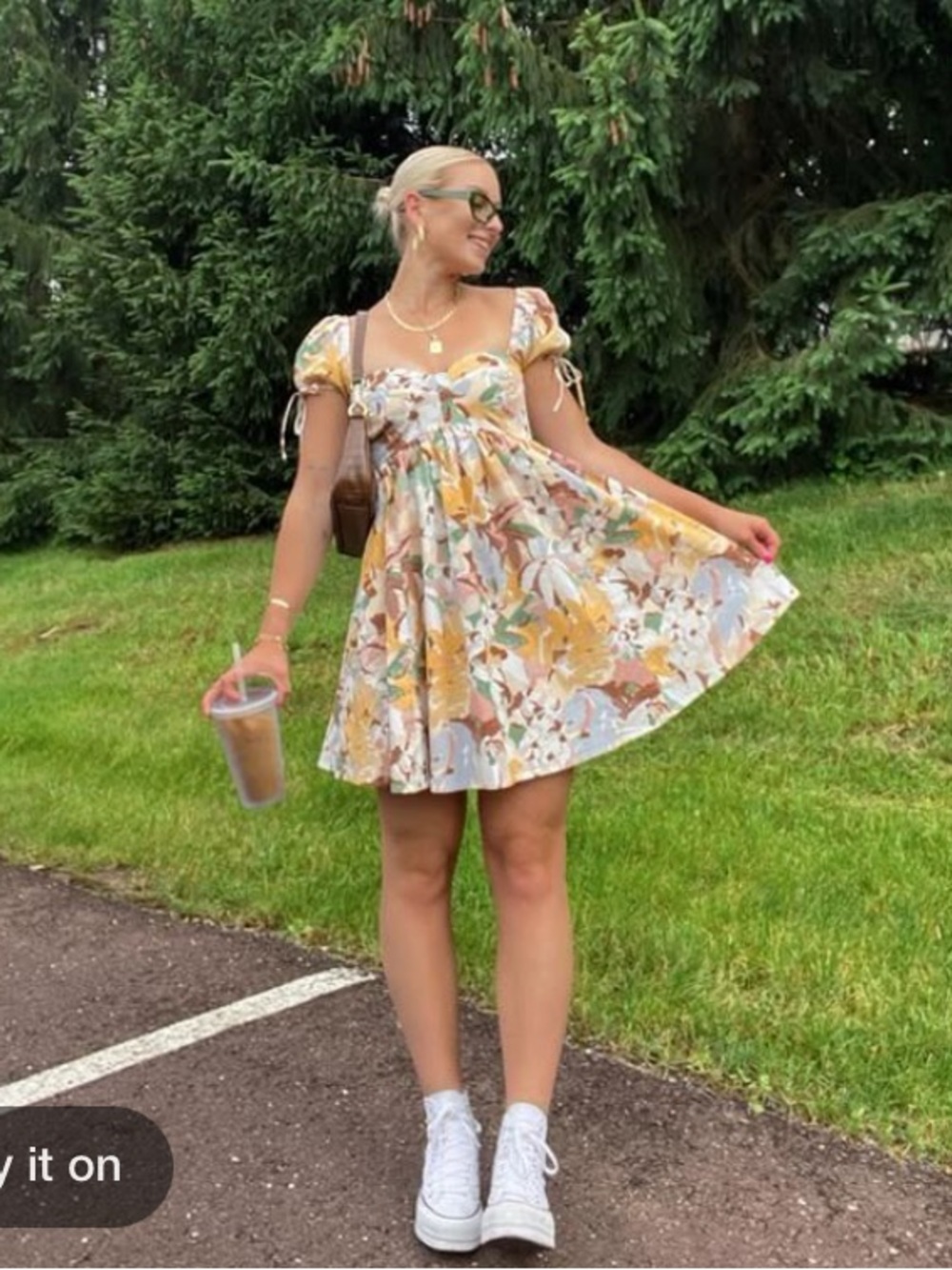 Abercrombie & Fitch Puff Sleeve Babydoll Floral Mini Dress Womens Large